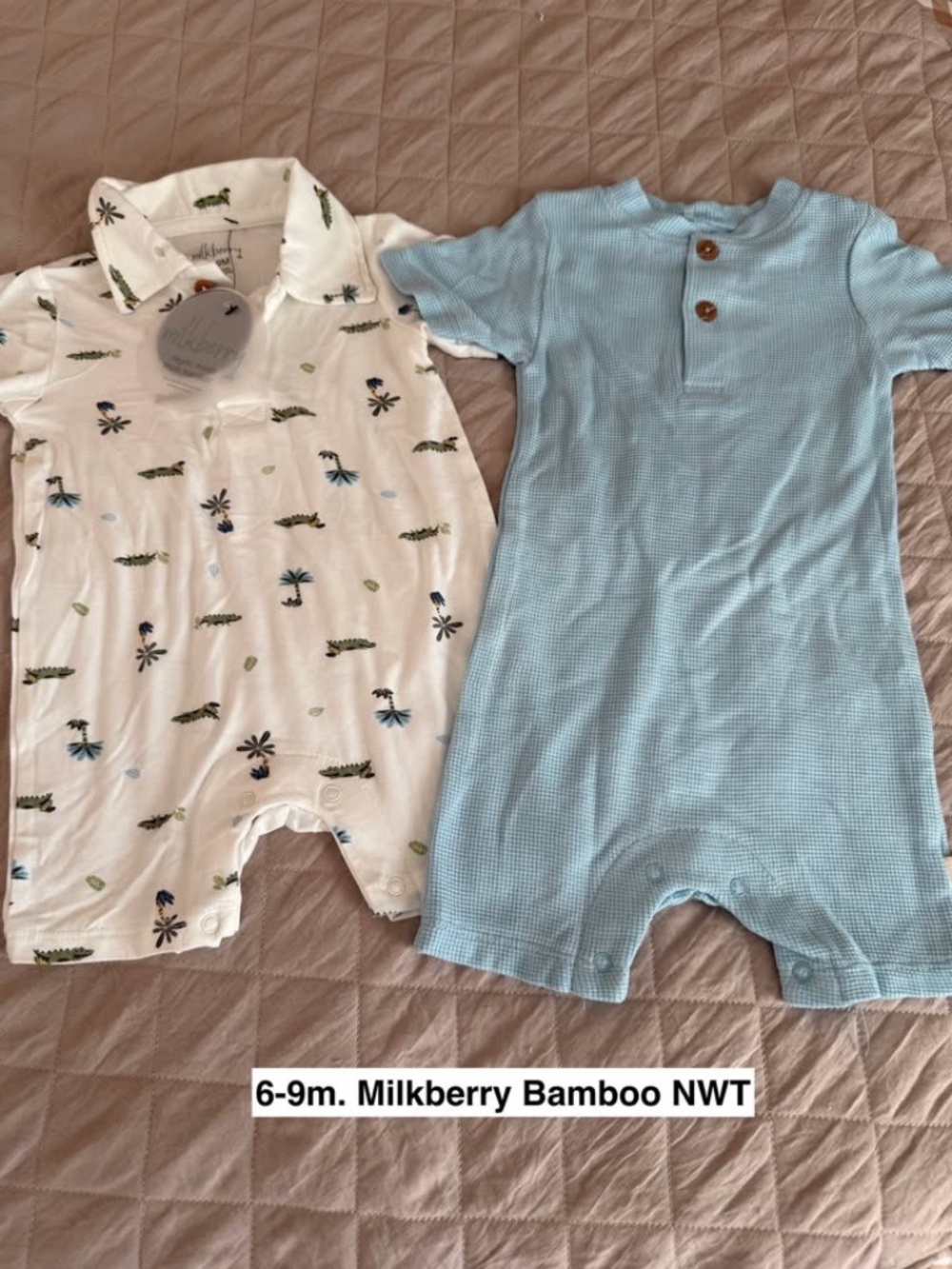 6-9m. Milkberry Bamboo Romper Set NWT